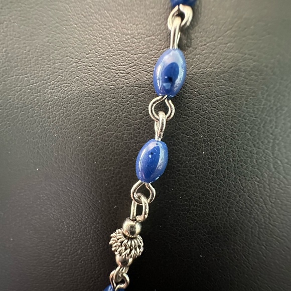 New Vintage Monet Bohemian Blues Silver Tone Beaded Necklace 24” New Old Stock - Picture 2 of 6